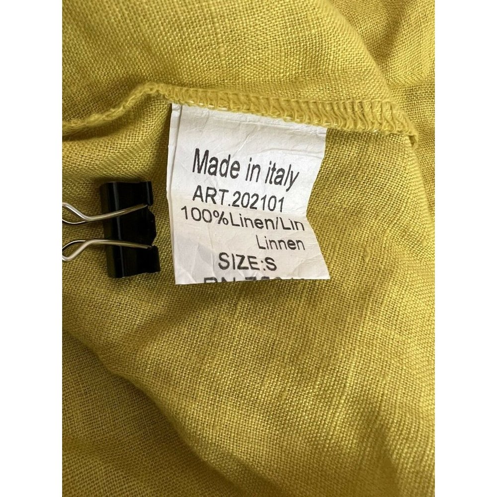 NWT Italian Linen Top Tunic Small Yellow Stripes Lagenlook Boho Resort Vacation - Picture 7 of 8